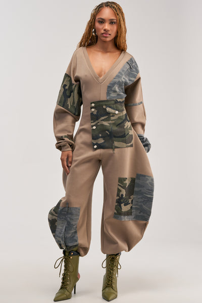Camo Cotton Jogger Jumpsuit, Oversized Fit | AKIRA