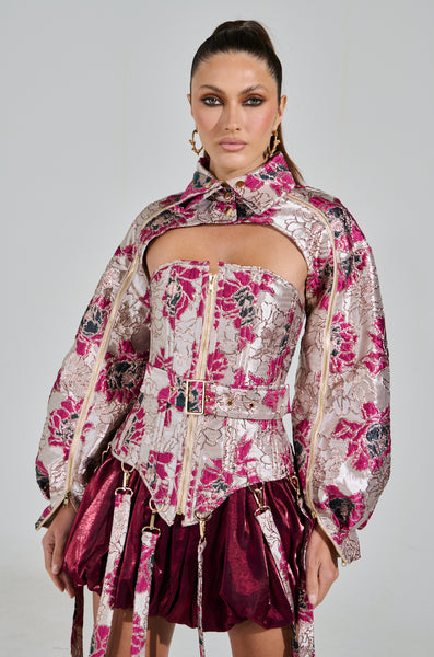 【MURRAL】 LANDSCAPE JACQUARD BOLERO Black Mesh Bolero Shrug - Olympia Bolero | Marcella