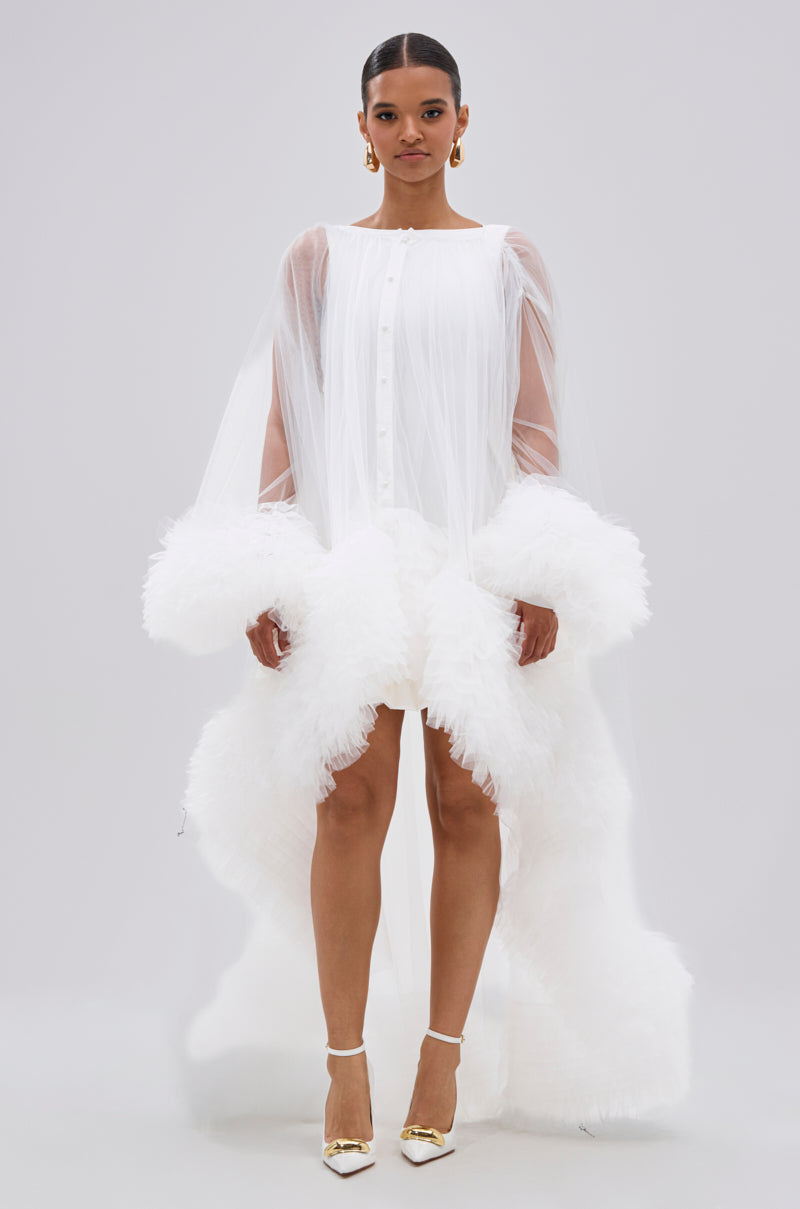 all tulle frill blouse（white） PIPER SOFT TULLE BLOUSE IN WHITE – AKIRA
