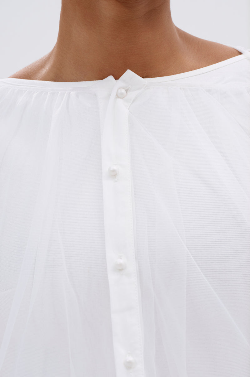 all tulle frill blouse（white） PIPER SOFT TULLE BLOUSE IN WHITE – AKIRA
