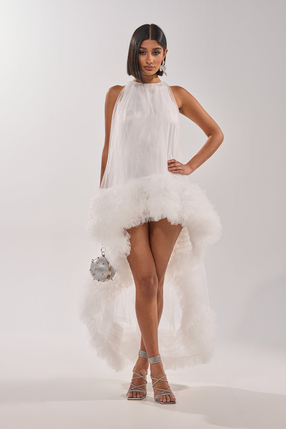 ruffle white dress ARI TULLE RUFFLE HIGH LOW MINI DRESS IN WHITE – AKIRA