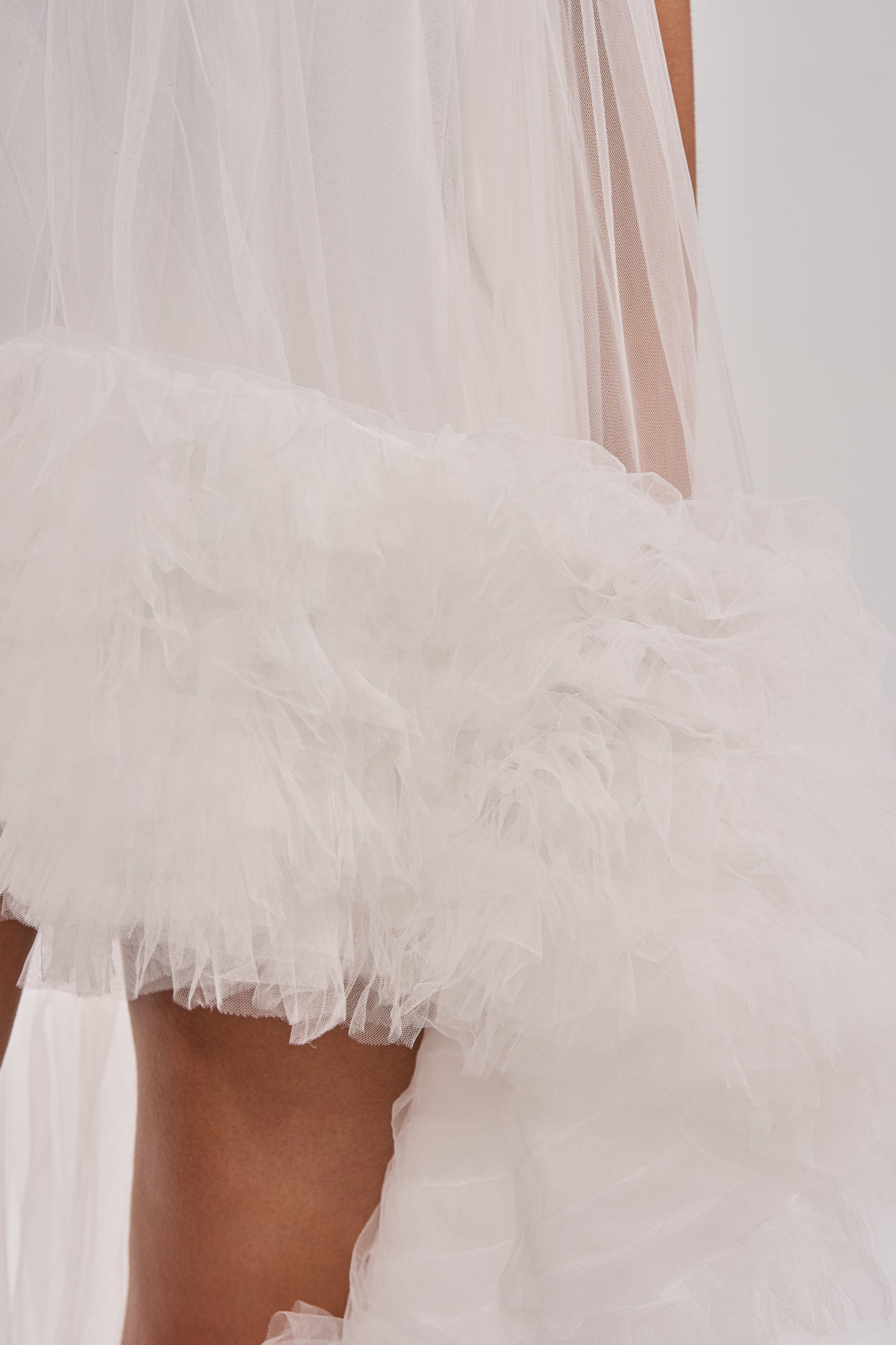 AKIRA Ari Tulle Ruffle Mini Dress | White | Size XL