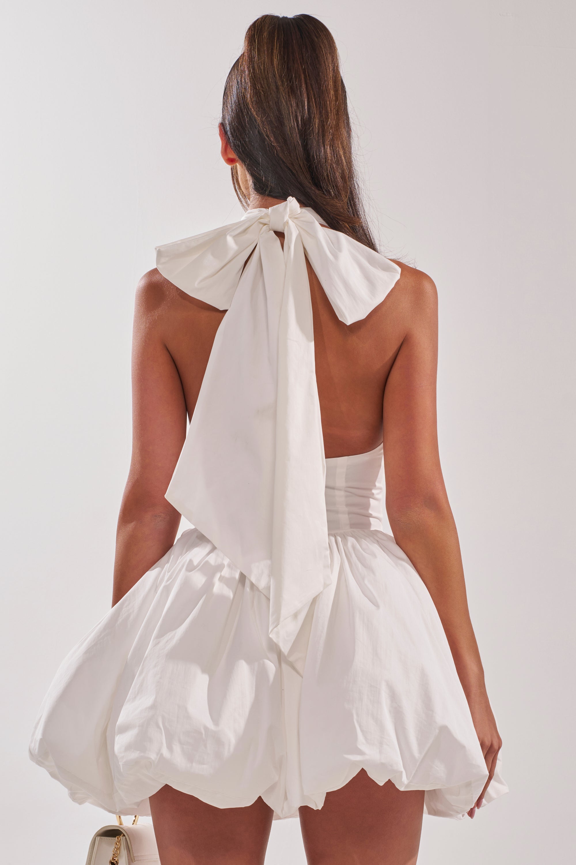 backless poplin dress Balmain Flared Cotton-poplin Halter-Neck Mini Shirt Dress