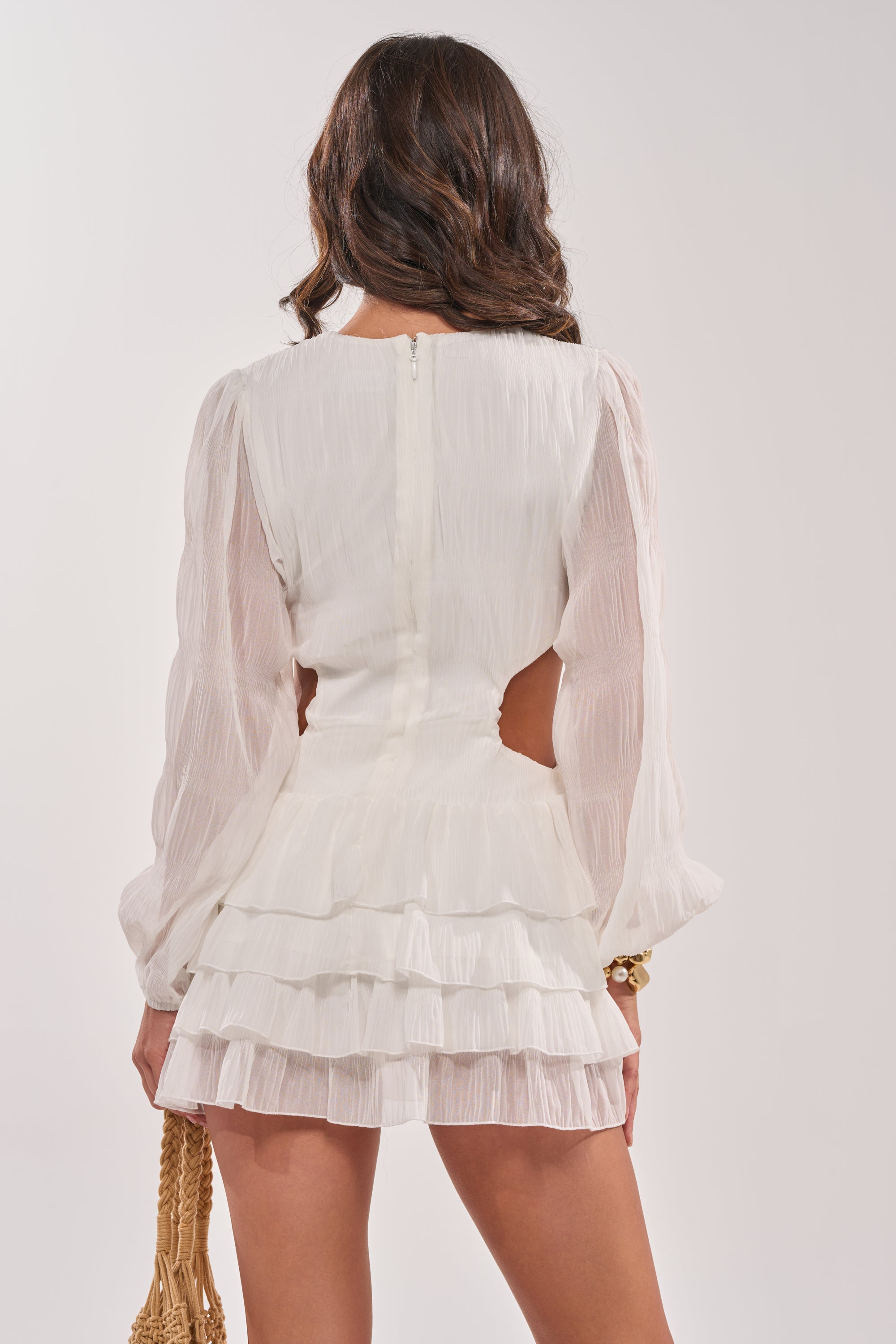 70's maxi dress pink cowl neck witchcore ON ISLAND TIME RUFFLED MINI DRESS IN WHITE – AKIRA