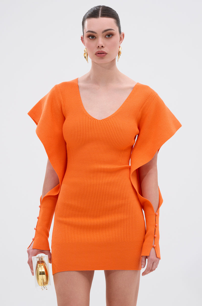 akira orange dress OFF TO BRUNCH KNIT MINI IN Orange lace trim satin winter mesh dress Color:Light Orange Formal & Casual Women's