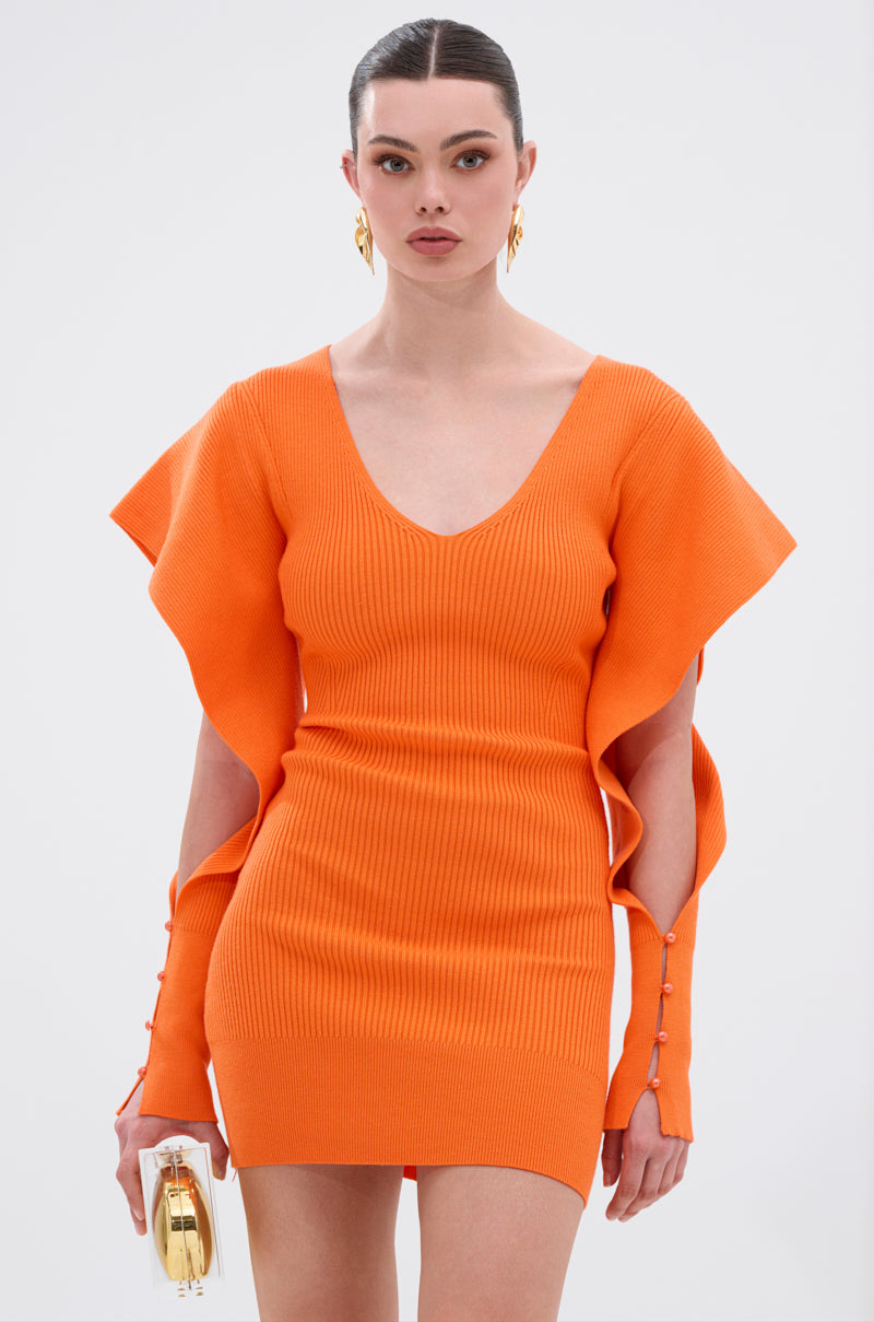 OFF TO BRUNCH KNIT MINI DRESS IN ORANGE AKIRA OFF TO BRUNCH KNIT MINI DRESS IN ORANGE AKIRA