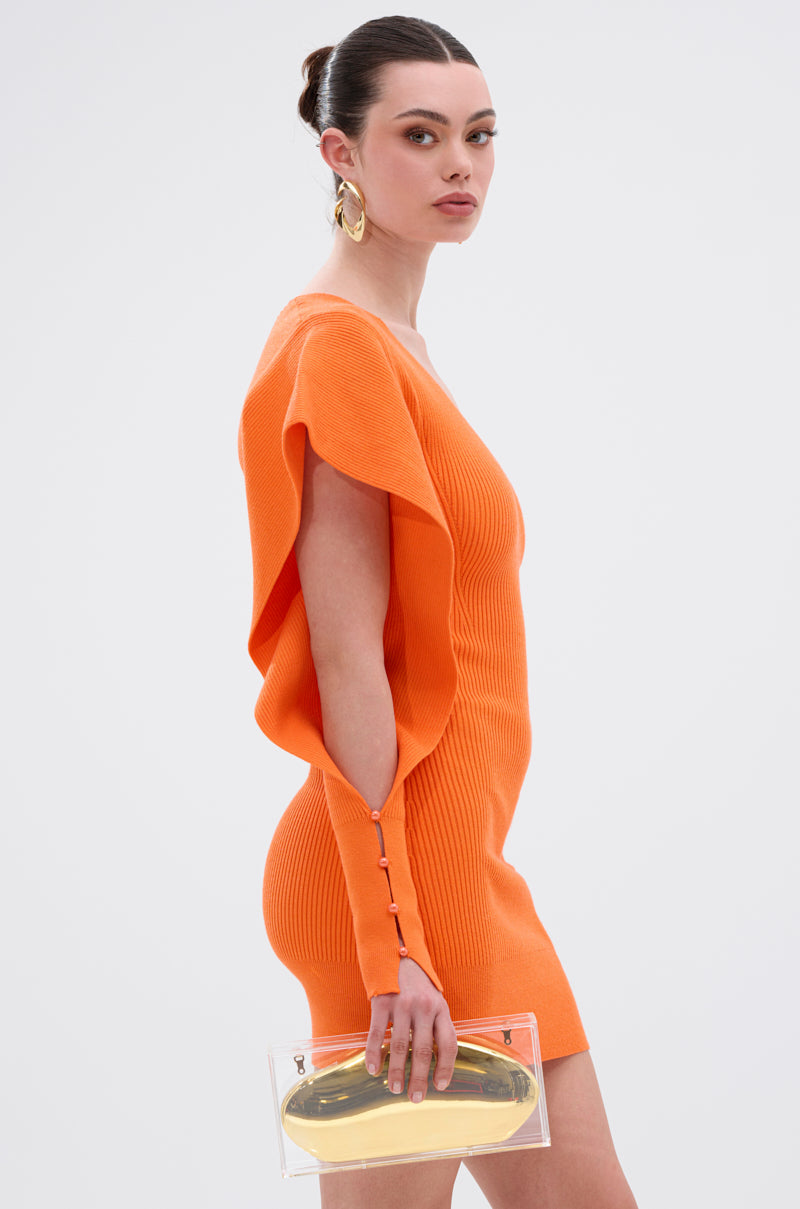 OFF TO BRUNCH KNIT MINI DRESS IN ORANGE AKIRA OFF TO BRUNCH KNIT MINI DRESS IN ORANGE AKIRA