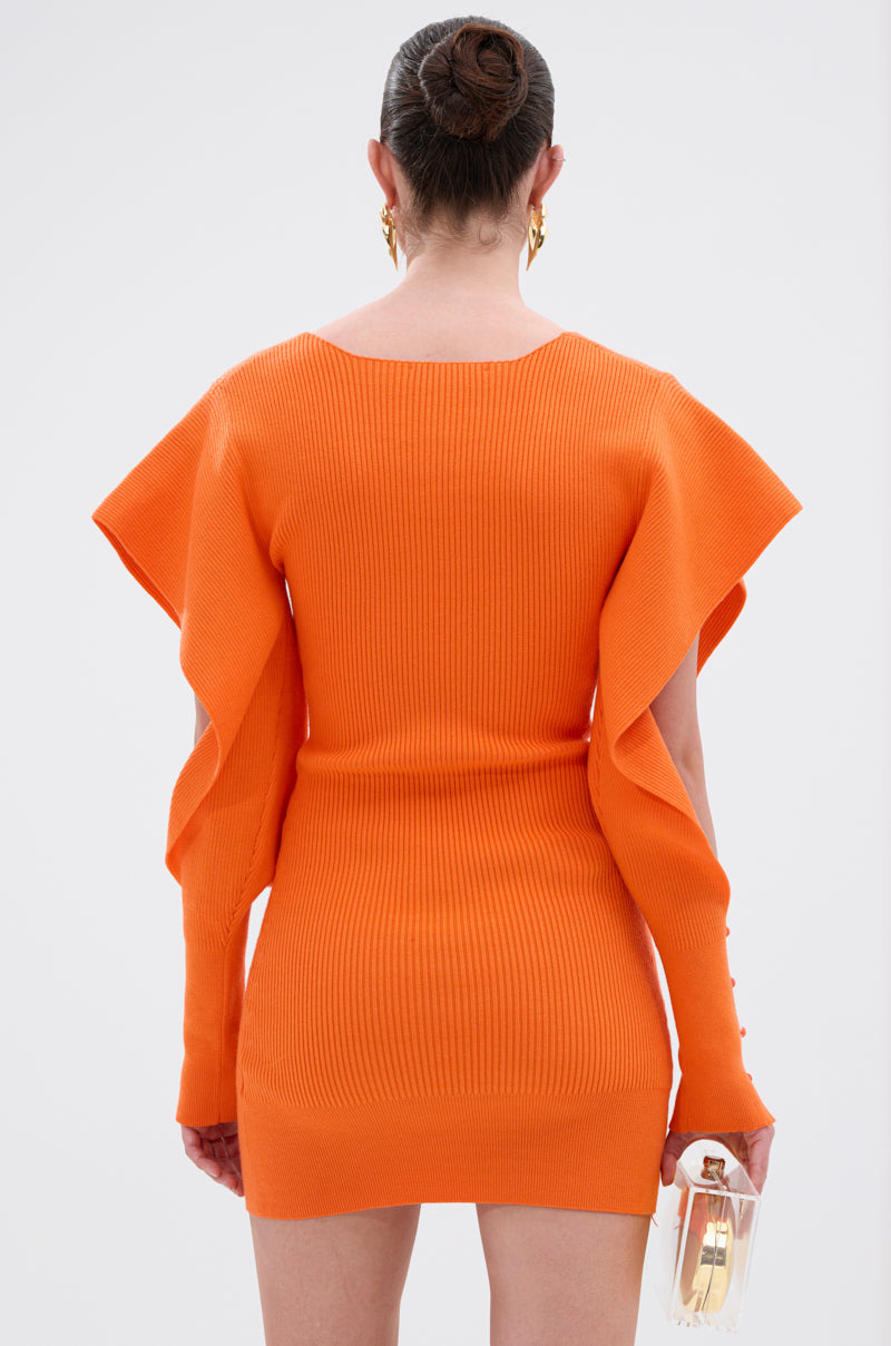 OFF TO BRUNCH KNIT MINI DRESS IN ORANGE AKIRA OFF TO BRUNCH KNIT MINI DRESS IN ORANGE AKIRA