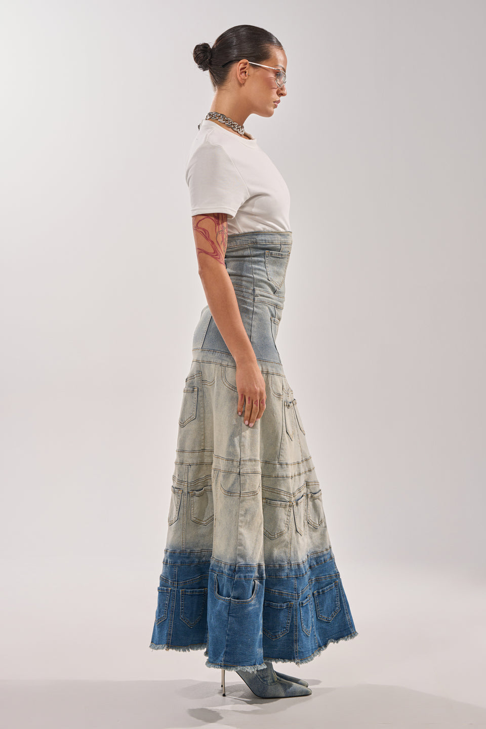 AKIRA Denim On Denim Layered Maxi Dress