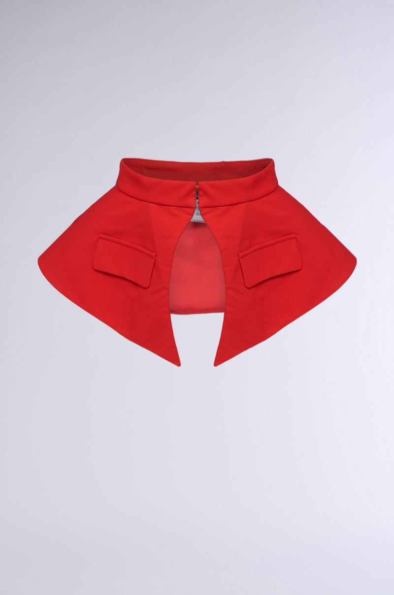 Introducing the TOO TRIM BELT: A sleek, structured accessory designed to make a bold and dramatic statement. With its vibrant red hue and sophisticated flair, this must-have belt stands out strikingly against a plain white background.