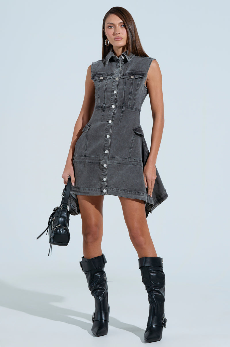MICHELLE DENIM MINI DRESS – AKIRA