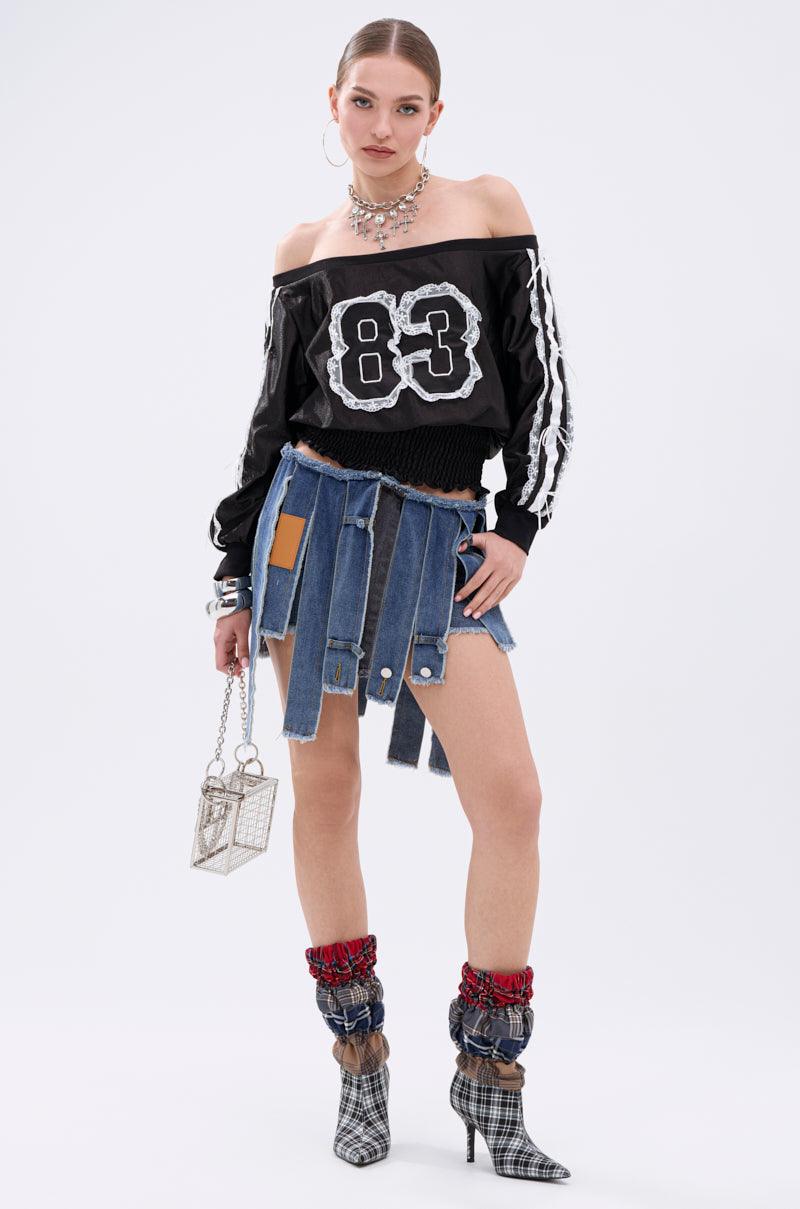 STRIPPED DENIM SKIRT – AKIRA