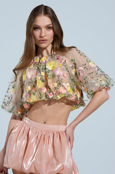 andmary♡Bloom flower tulle tops ANDMARY】Bloom flower tulle tops