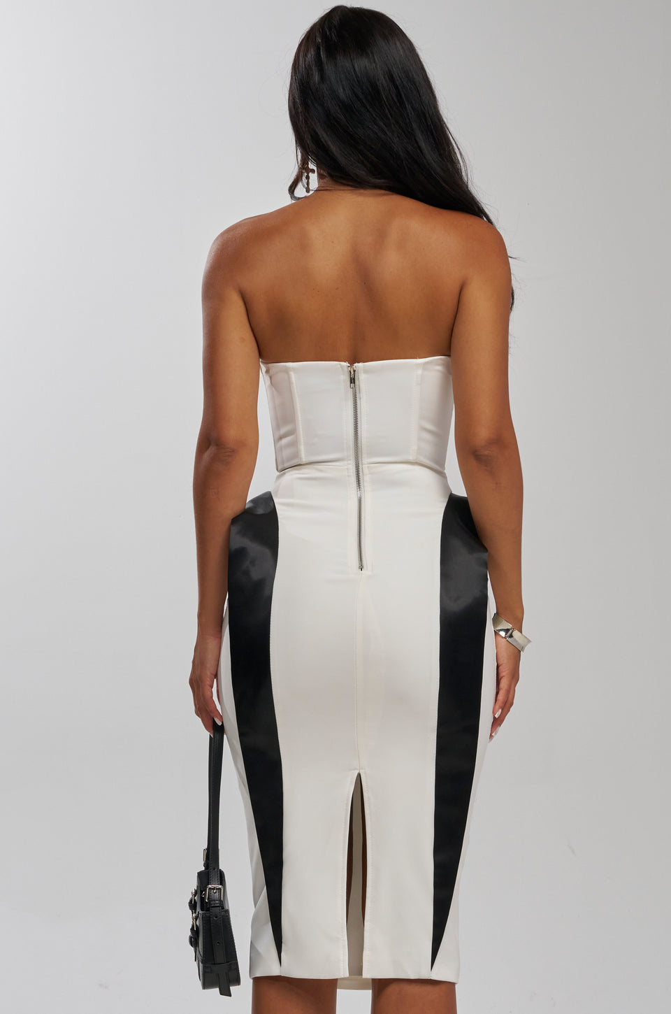 white leather midi dress White Leather Dresses