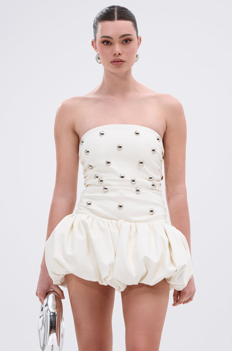 ILLUSION PU MINI DRESS WITH METAL DETAILS  AKIRA