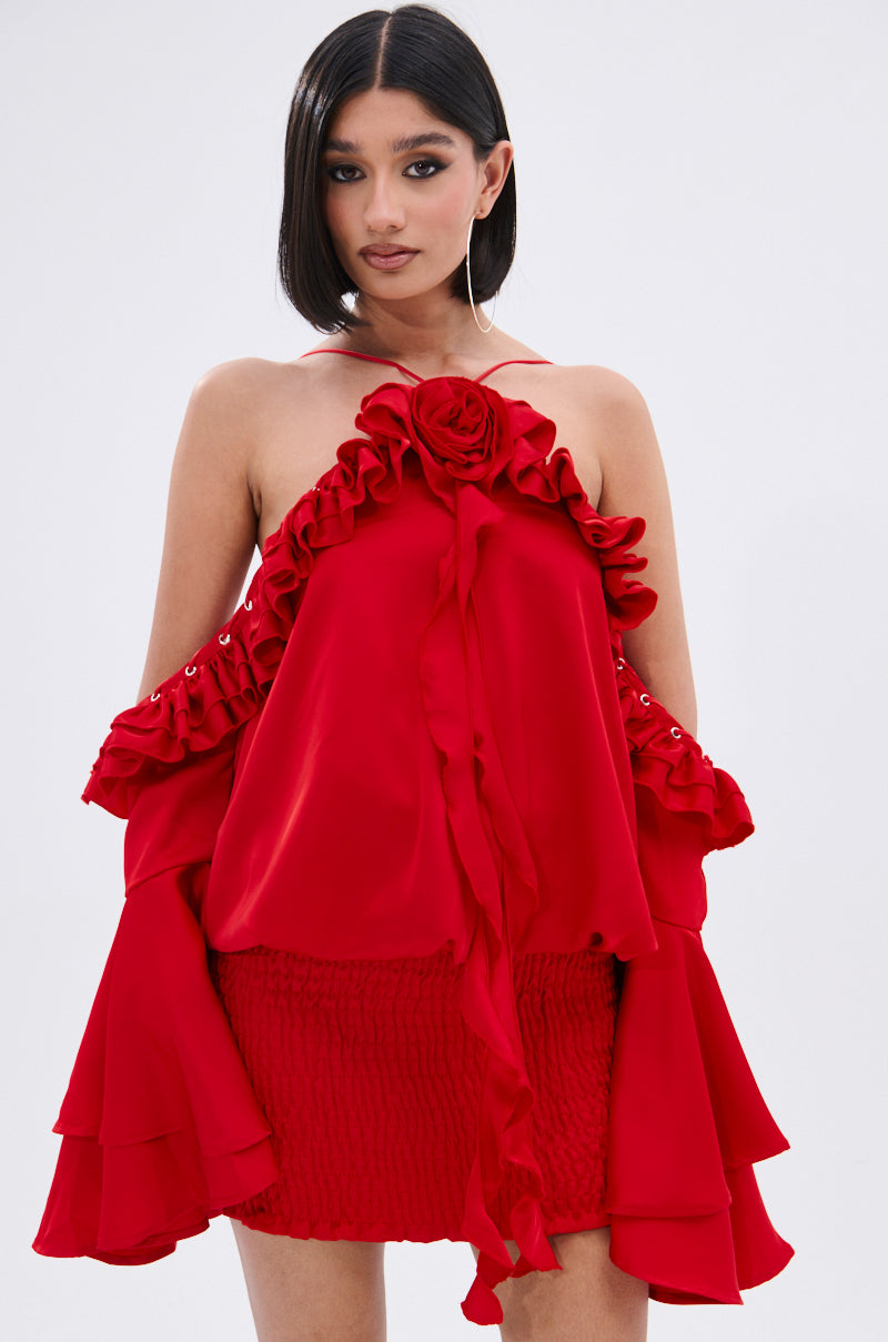 akira red dress CHIC AF RUFFLE MINI DRESS IN RED – AKIRA