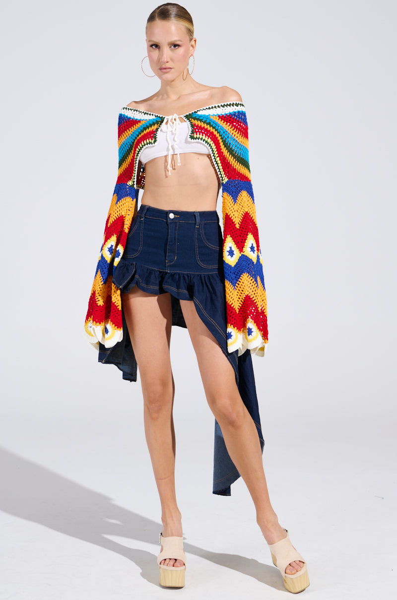 COME DANCE HIGH LOW DENIM SKIRT – AKIRA