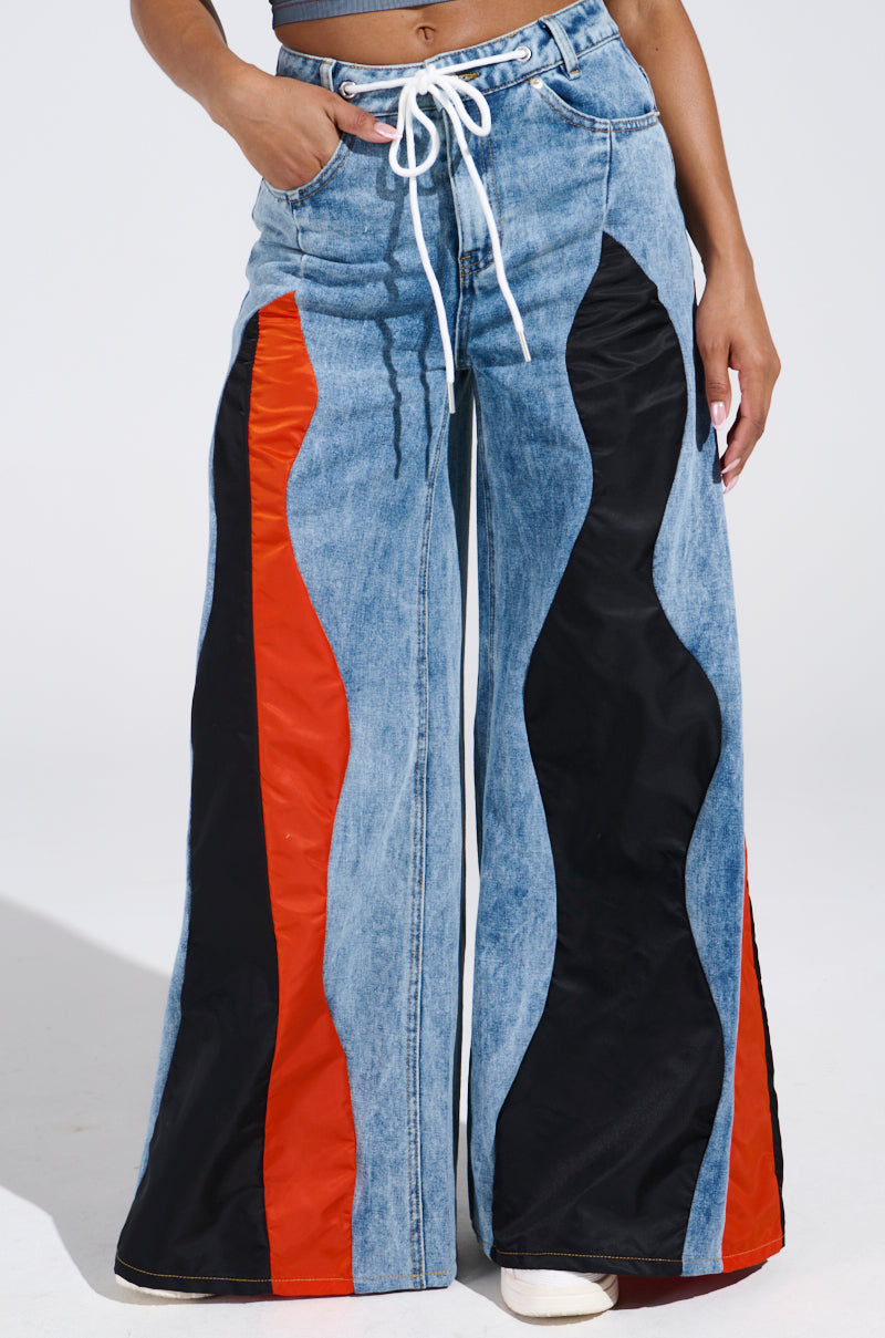 TOGETHER FOREVER DENIM PANT WITH PANELS – AKIRA