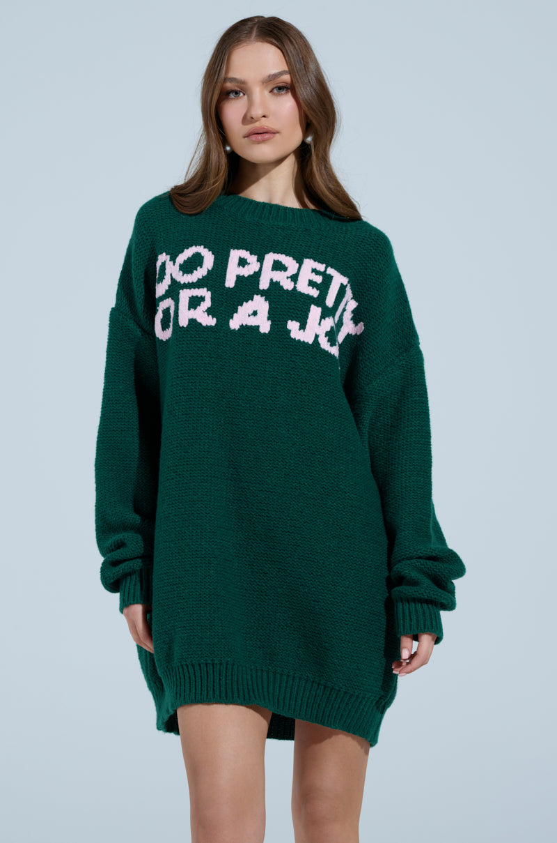 TOO PRETTY PRINTED SWEATER DRESS – AKIRA