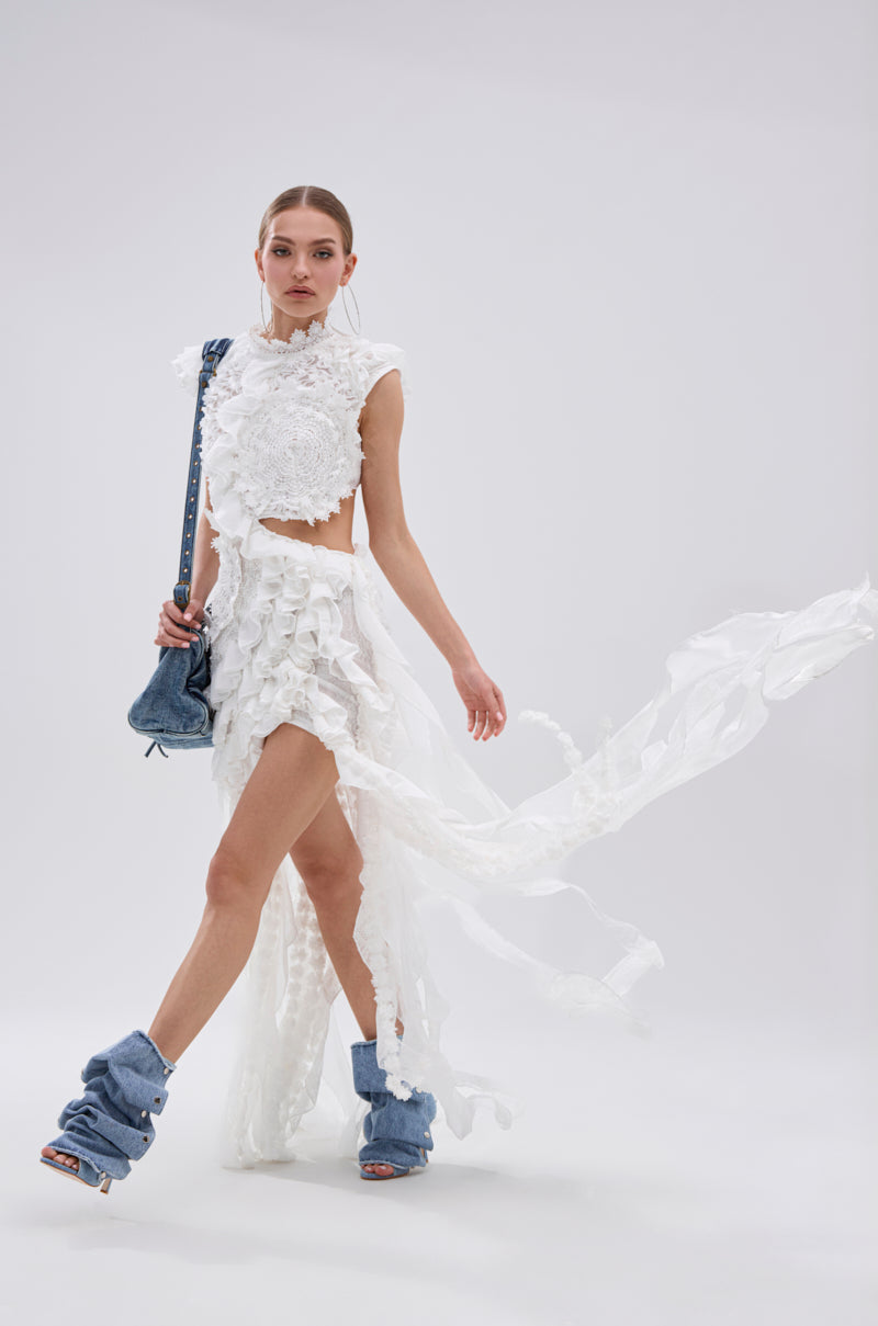 JUST A FEELING RUFFLE MINI DRESS – AKIRA