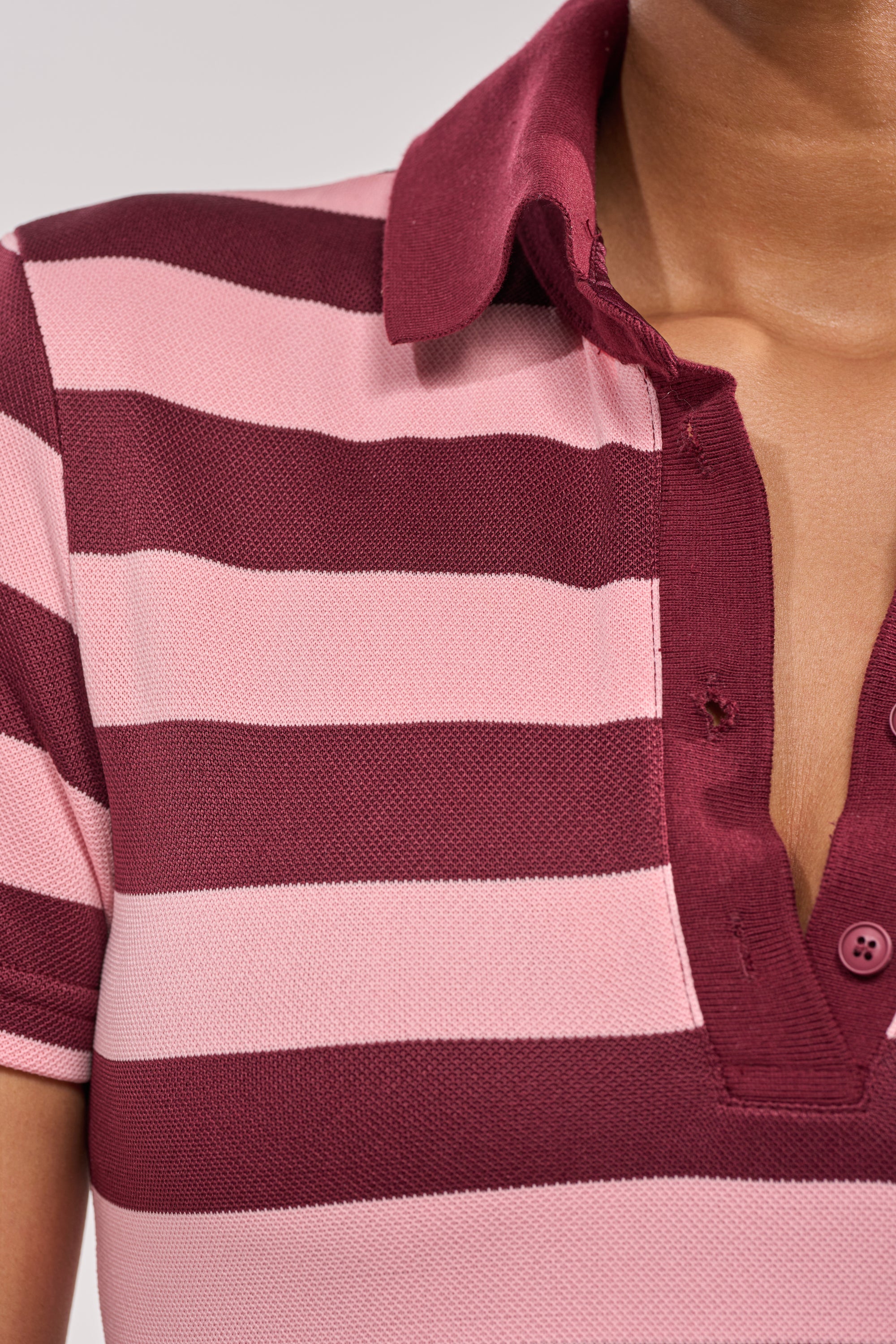 OFFICE SIREN STRIPED SHIRT DRESS IN BURGUNDY AKIRA OFFICE SIREN STRIPED SHIRT DRESS IN BURGUNDY AKIRA