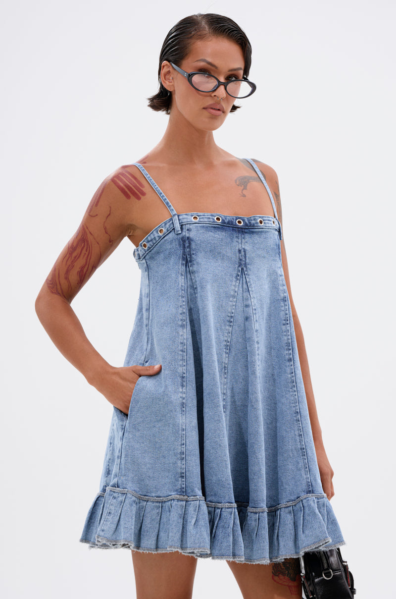open lace back dress PLEATED UP MINI DRESS IN DENIM – AKIRA