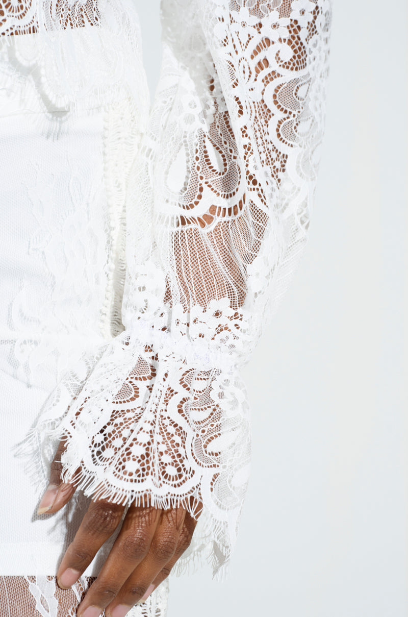 Chloefairy Sexy Flower Lace Crop Tops for Women Long Sleeve