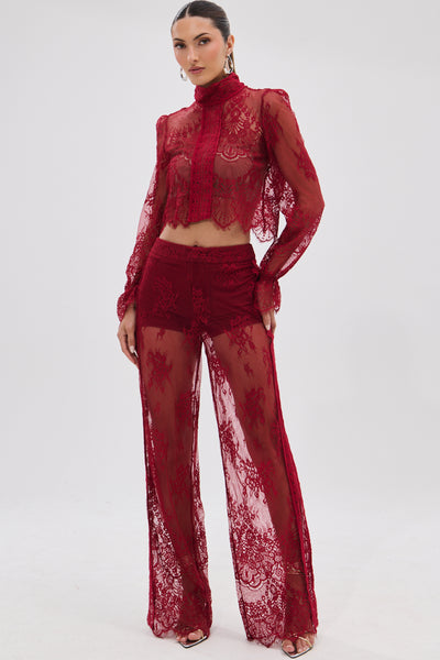 【SHAKIRI】FURRY LACE TRIMMING PANTS bbt18367_black_nude_front.jpg