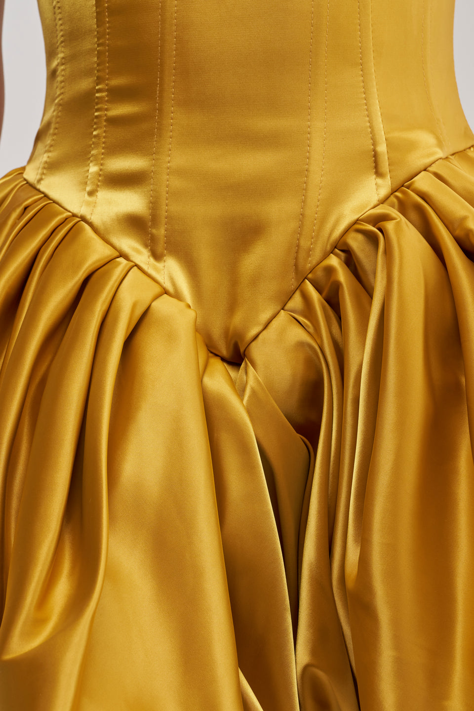 JULIET SATIN MINI DRESS IN MUSTARD β AKIRA