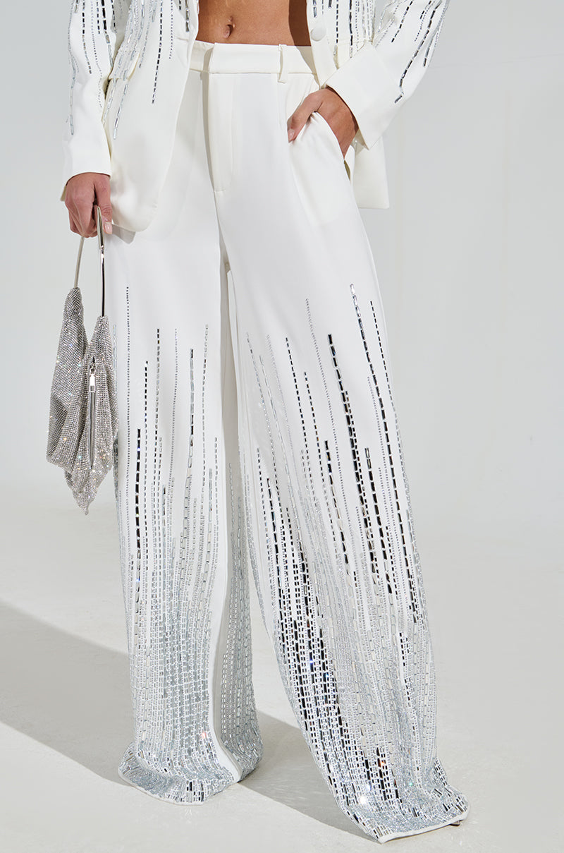 Glitzy Vibes Rhinestone Knit Flare Pants | Windsor