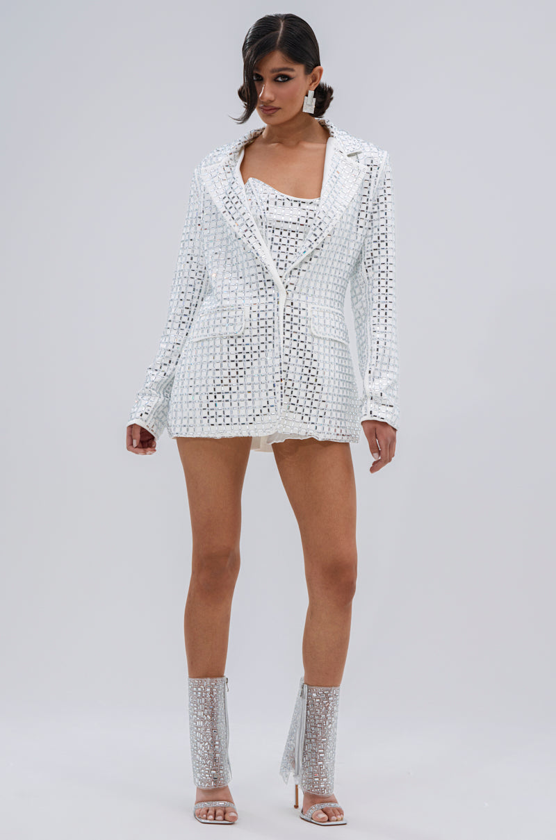 WHITE HOT EMBELLISHED BLAZER – AKIRA