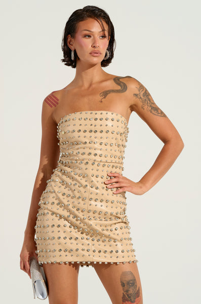 TELL ME ABOUT IT STUD PU MINI DRESS – AKIRA