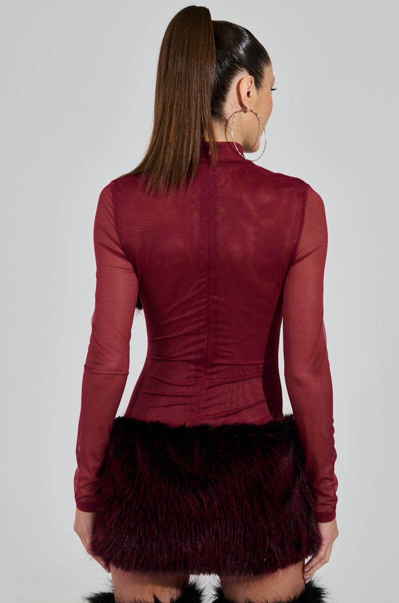 ZOEY MESH FUR MINI DRESS AKIRA ZOEY MESH FUR MINI DRESS AKIRA