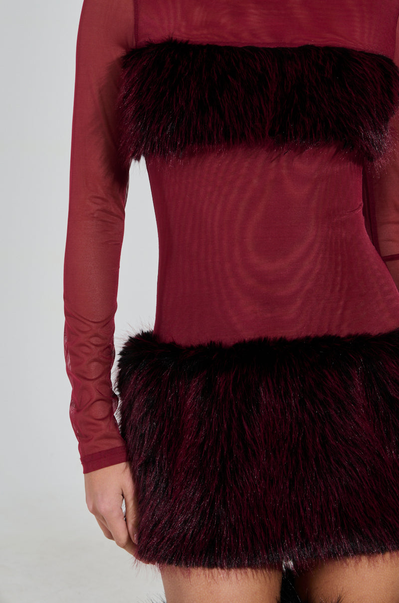 ZOEY MESH FUR MINI DRESS AKIRA ZOEY MESH FUR MINI DRESS AKIRA