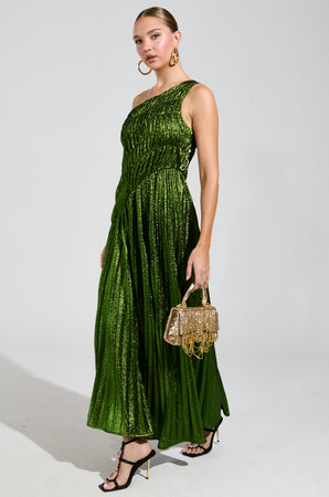 STAY RADIANT METALLIC CHIFFON MAXI DRESS – AKIRA