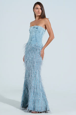 denim dress akira BRITTANY FEATHER MAXI Featuring a medium Karma Black Maxi Kaftan subgroup:Rugged Collection Size:39.5