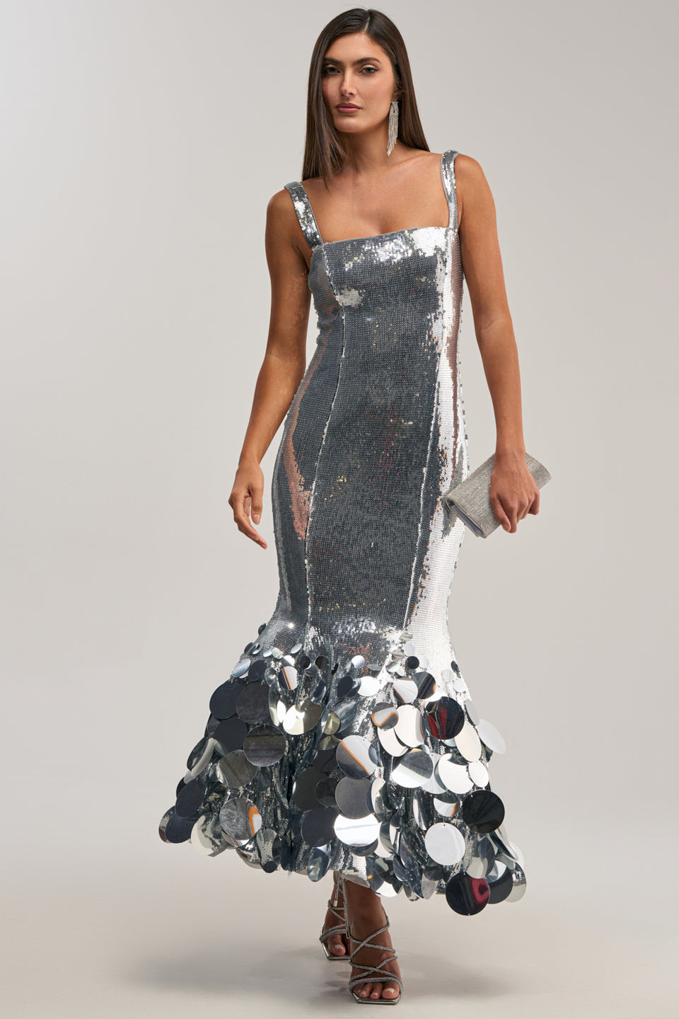 strappy silver dress Austin Silver Hand Embellished Mini Dress