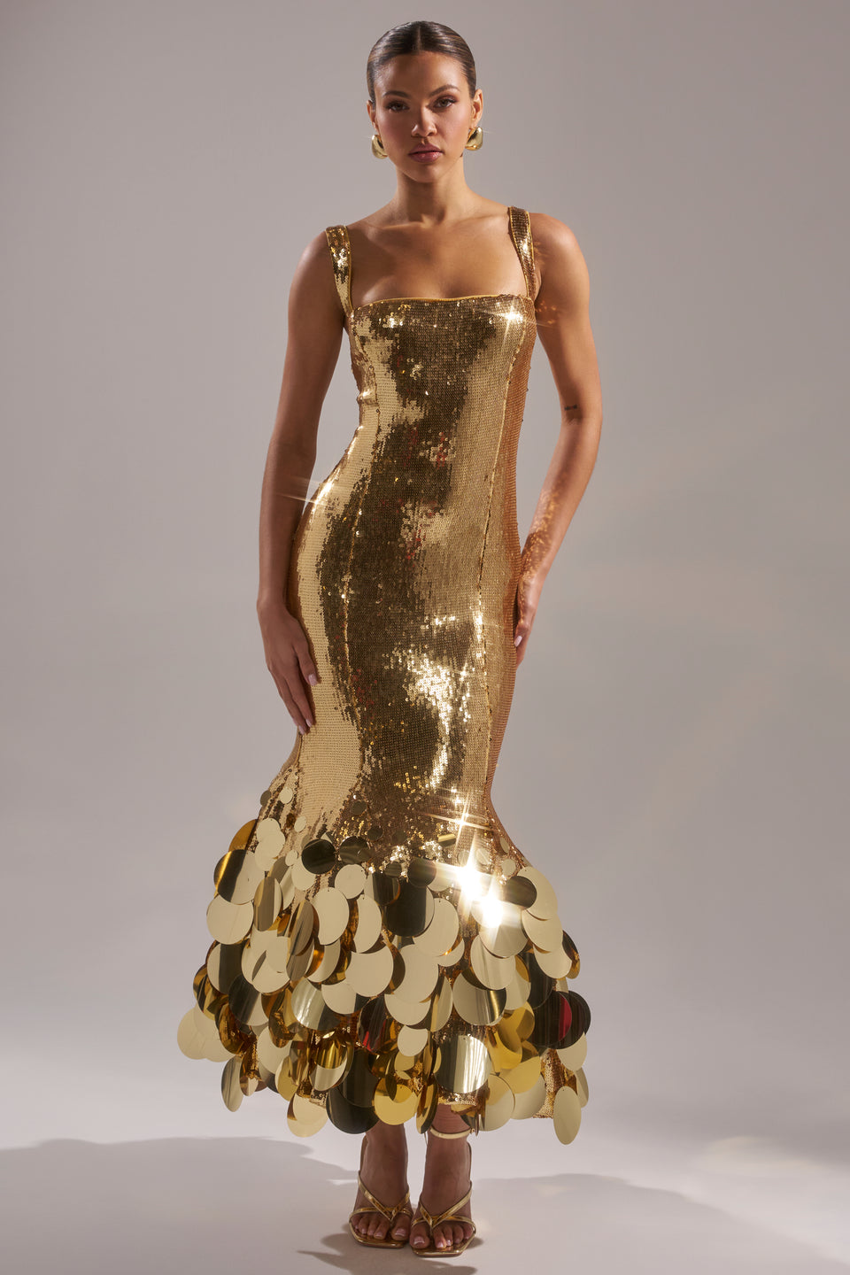 midi length sequin dresses AKIRA Life Of The Party Sequin Midi Dress