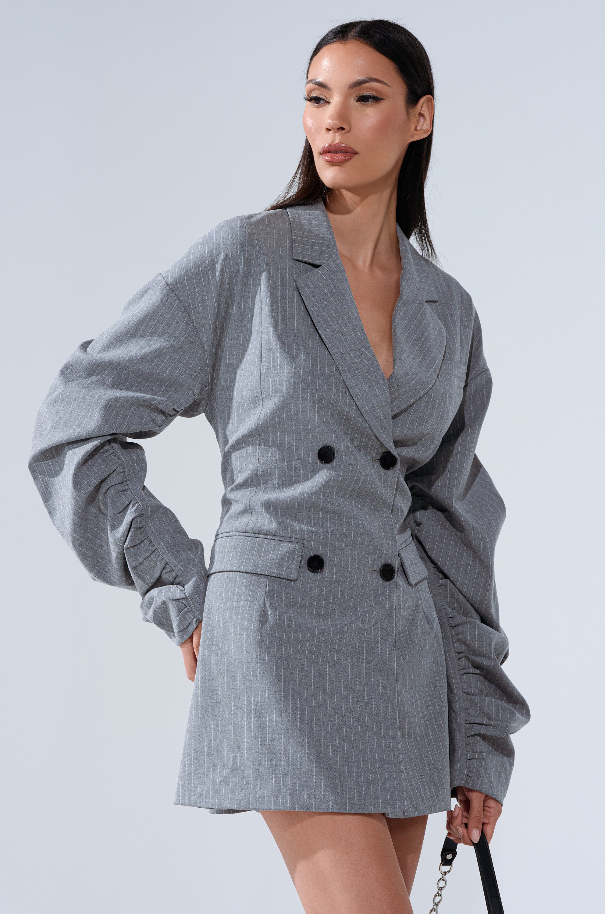 AKIRA Business Meeting Chic Blazer Dress And Leg Warmer Set | Grey