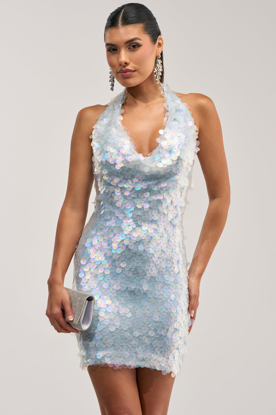 iridescent mini dress Sequin Spaghetti Strap Golden Bloom / Large Sparkly and ready to party Mercury Iridescent Mini Dress
