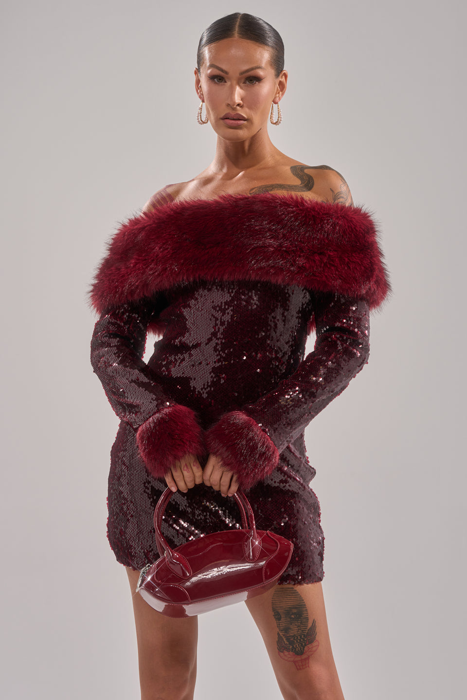 glitter dress with fur New Years Eve Outfit // NYE Inspriation Ft. Sequin Dress, Fur Jacket, Velvet Sandals