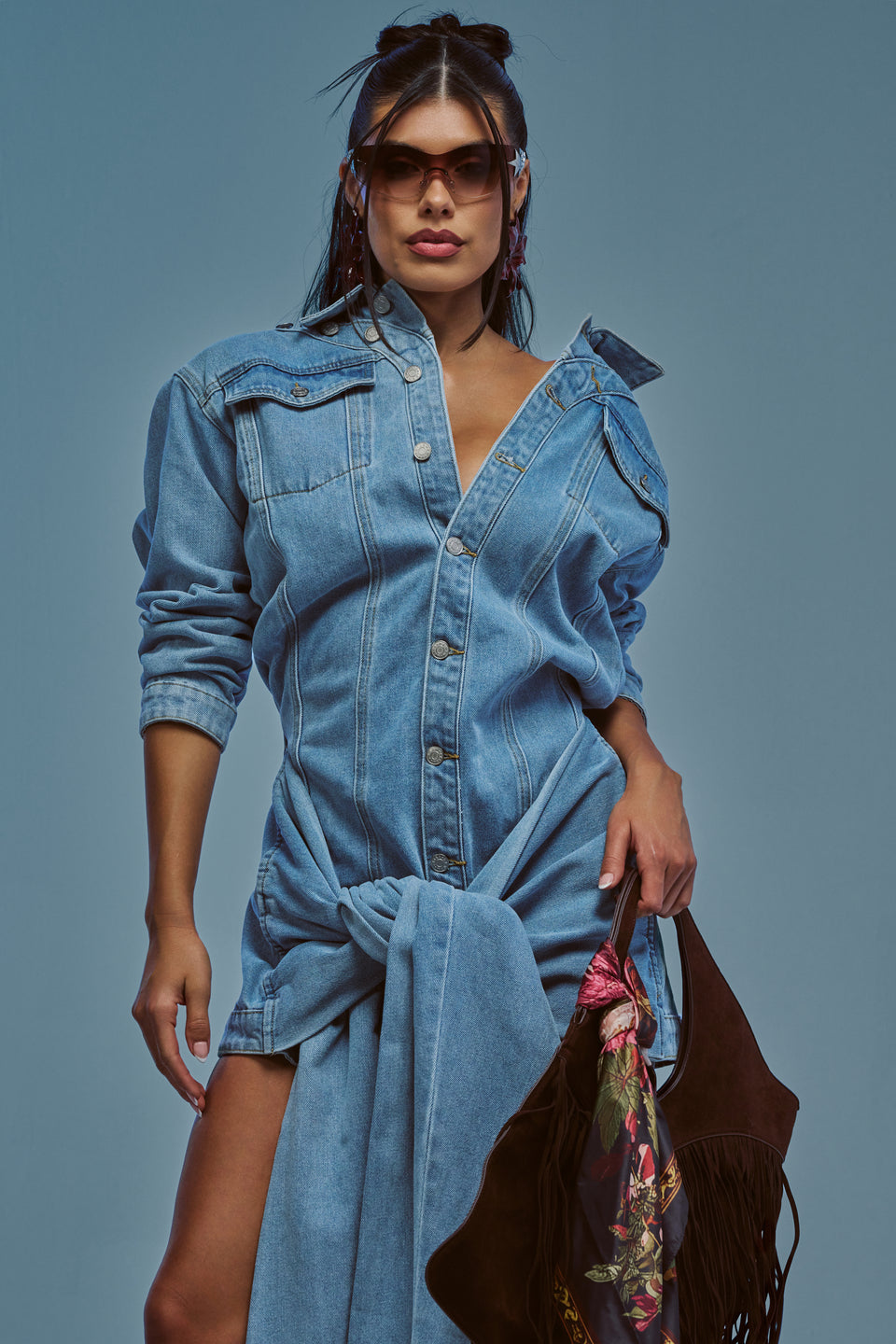 MAGNETIC ENERGY DENIM MINI DRESS