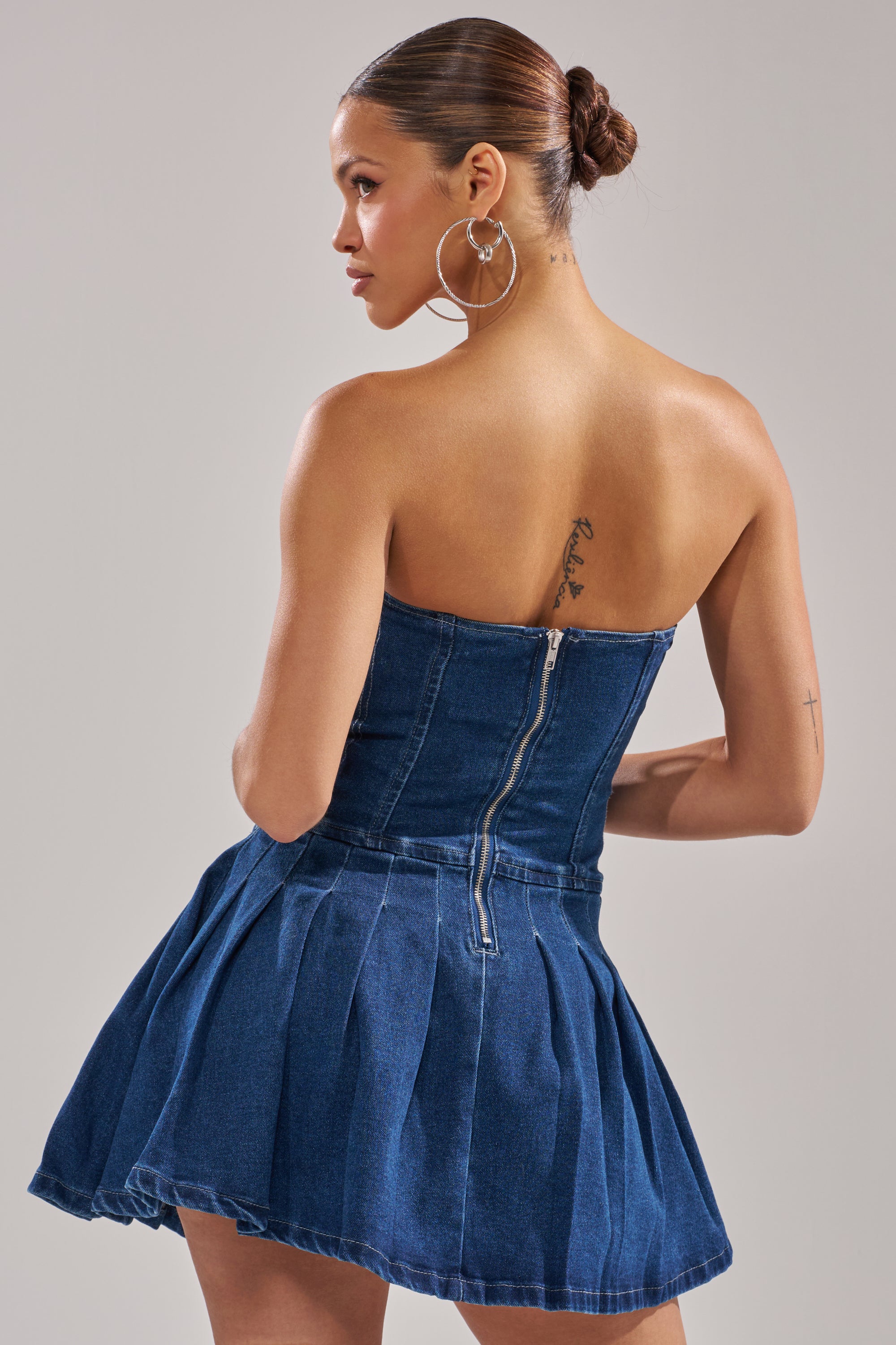 white christmas dresses Vintage Bustier Denim Dress, Middle Blue / It / 42 main image 0