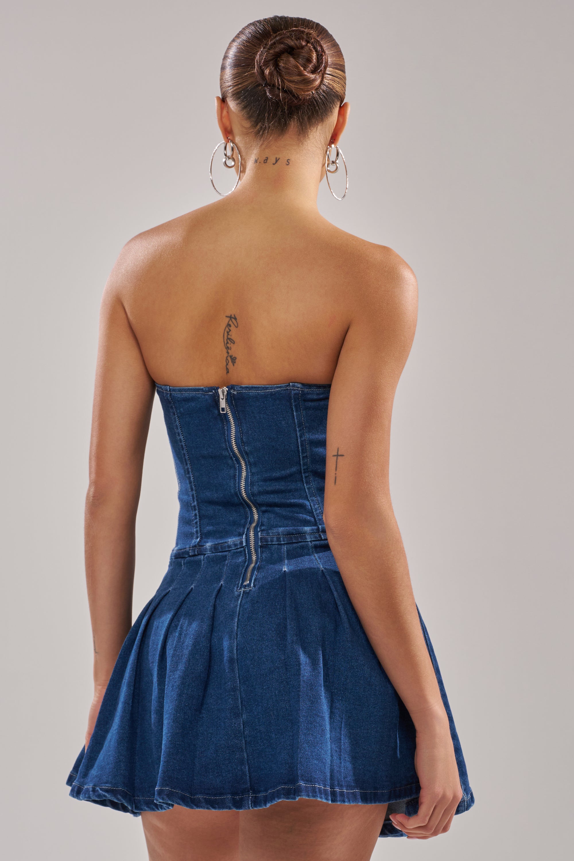 Akira Lace Me Up Denim Mini Dress | Size Large