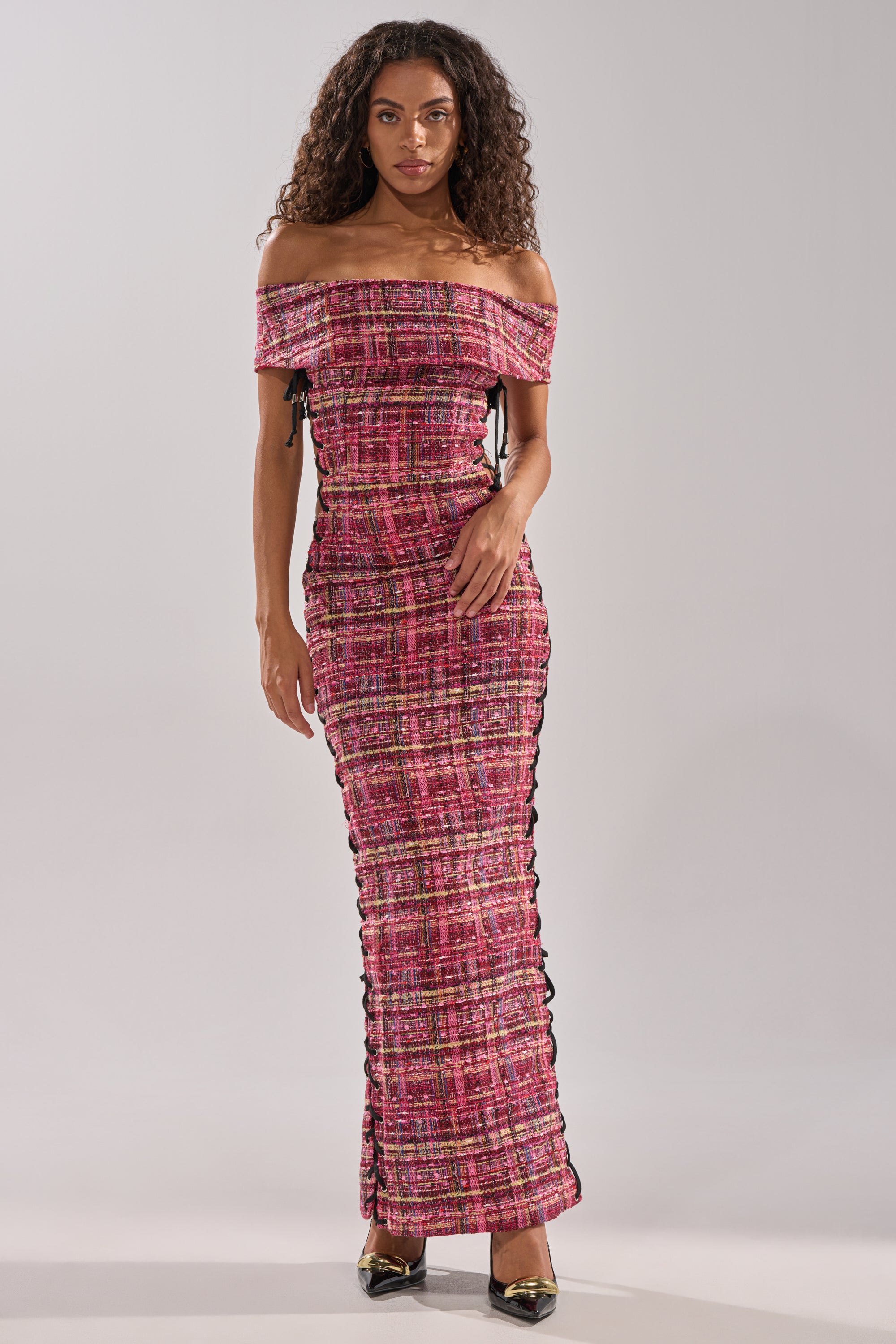 JUST A GIRL TWEED MAXI DRESS AKIRA JUST A GIRL TWEED MAXI DRESS AKIRA