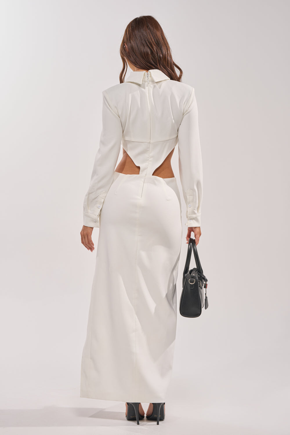 MAKE A STATEMENT CUTOUT MIDI DRESS WITH NECK TIE – AKIRA