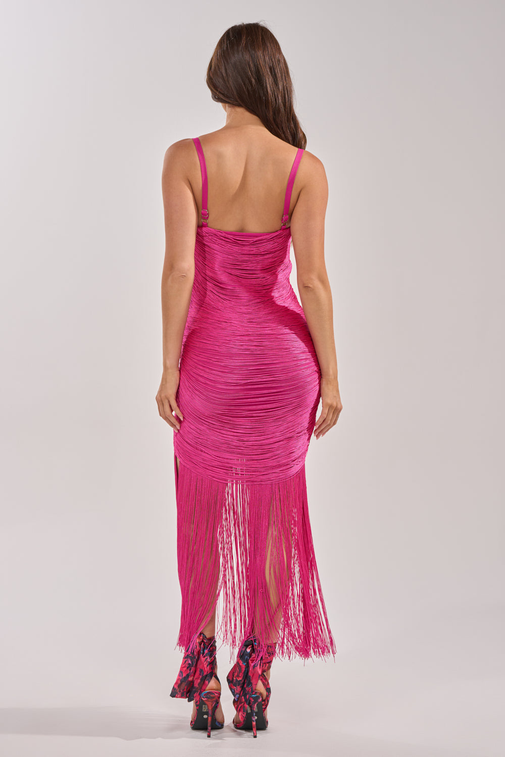 TAKE ME DANCING FRINGE MAXI DRESS IN FUSCHIA AKIRA TAKE ME DANCING FRINGE MAXI DRESS IN FUSCHIA AKIRA