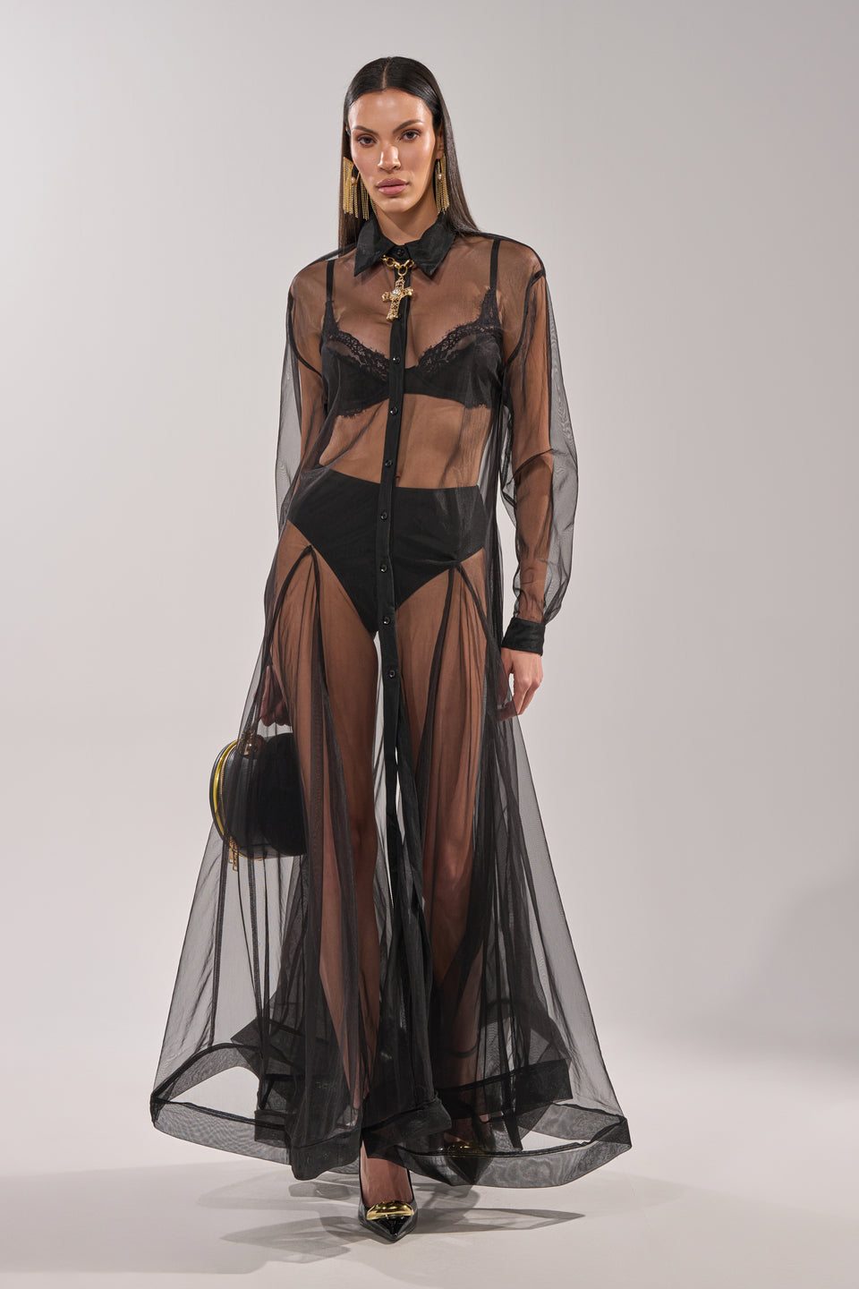 black sheer maxi dress COOL GIRL MESH LAYERING MAXI DRESS – AKIRA