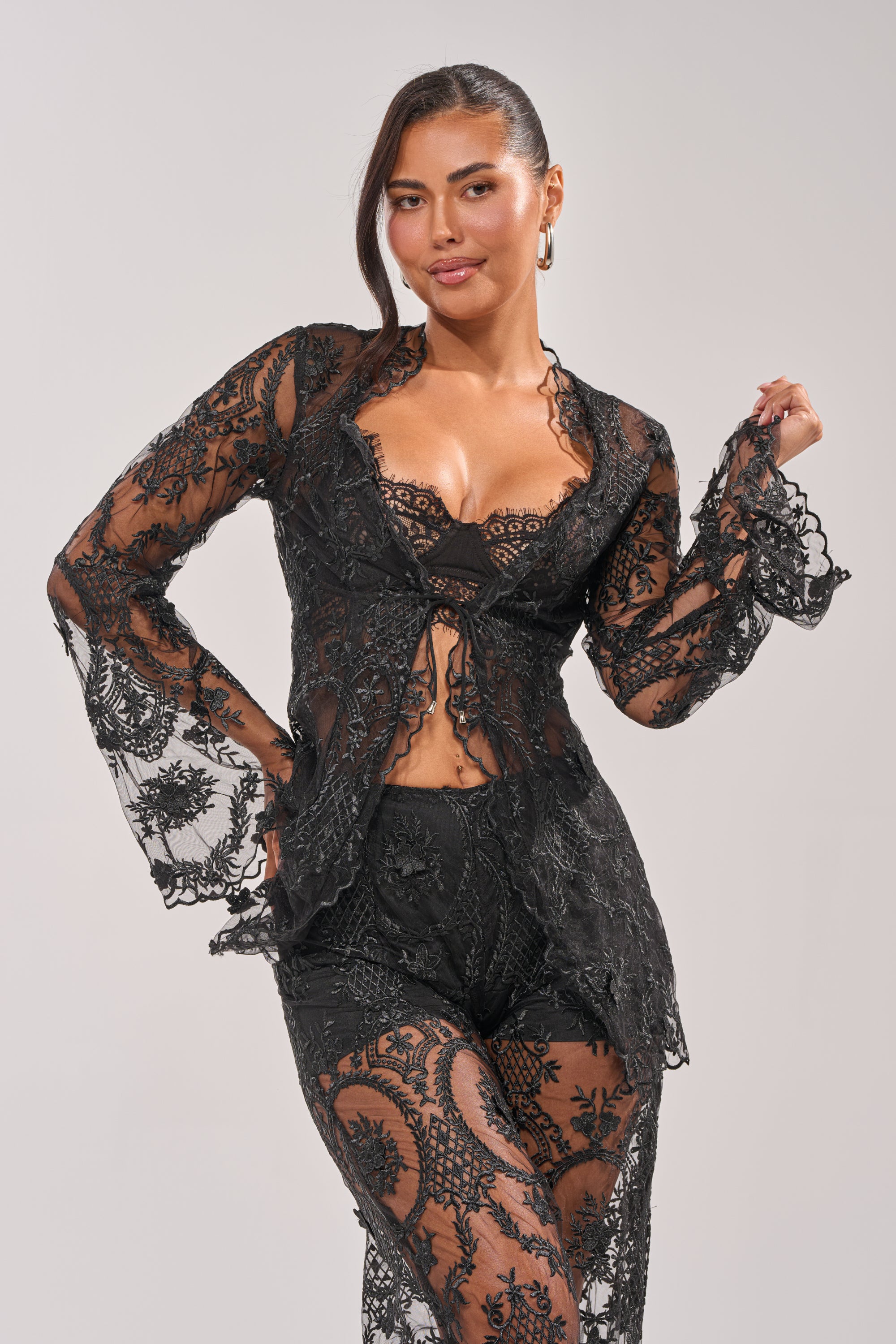 SUPER LUXE LACE TIE-FRONT BLOUSE – AKIRA