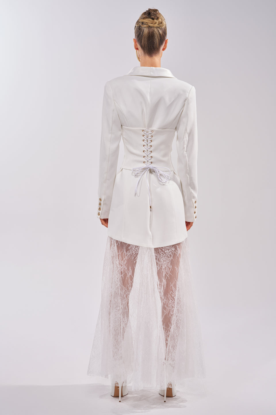 blazer over silk dress Colin Silk Blazer in Champagne